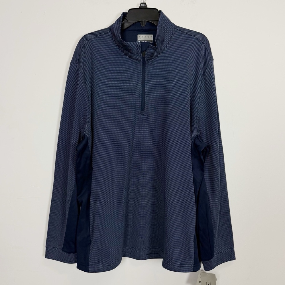 PGA Tour Pullover Quarter Zip Mens XXL Dark Blue Navy Thermal Long Sleeve NWT - Picture 1 of 12